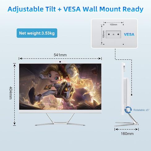 23.8 "كمبيوتر سطح المكتب الكل في واحد ، معالج N100 (حتى 3.40 جيجا هرتز) ، وذاكرة وصول عشوائي سعة 16 جيجا بايت سعة 512 جيجا بايت ، وعرض IPS FHD ، و WiFi و BT 4.2 in Saudi Arabia