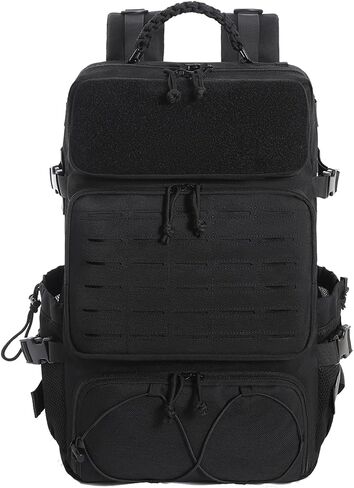Tactical Military Backpack, Large Capacity Molle System, Multi-Compartment Design with Shoe Storage, Black (black) in Saudi Arabia