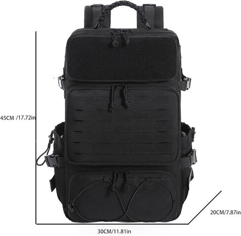 Tactical Military Backpack, Large Capacity Molle System, Multi-Compartment Design with Shoe Storage, Black (black) in Saudi Arabia