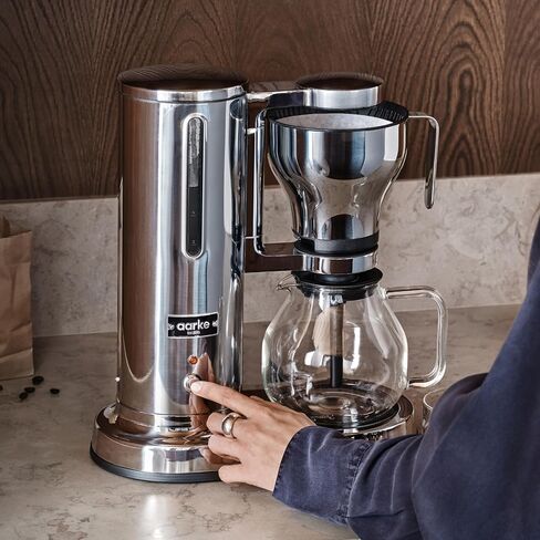 Aarke Coffee Maker-تصفية القهوة الكهربائية للمرشح ، الفولاذ المقاوم للصدأ ، قنينة زجاجية ، صفيحة ساخنة ذكية ، 2-10 كوب ، 250 مل -1.25 لتر in Kuwait
