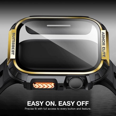 Suitisbest Metal Rugged Case for Apple Watch 46mm Case, Shockproof Protective Case Bumper Full-Metal Bezel 9H Tempered Glass Screen Protector Cover for iWatch 10 in Saudi Arabia