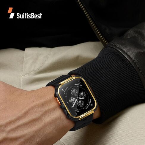 Suitisbest Metal Rugged Case for Apple Watch 46mm Case, Shockproof Protective Case Bumper Full-Metal Bezel 9H Tempered Glass Screen Protector Cover for iWatch 10 in Saudi Arabia