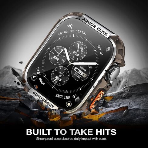 Suitisbest Metal Rugged Case for Apple Watch 44mm Case, Shockproof Protective Case Bumper Full-Metal Bezel 9H Tempered Glass Screen Protector Cover for iWatch 6 5 4 SE in Kuwait