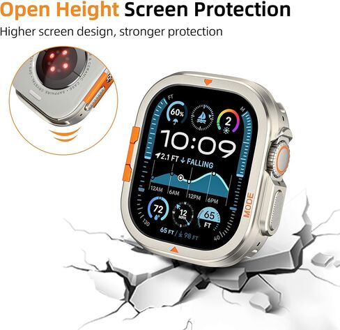 علبة معدنية وعرة متوافقة مع Apple Watch Ultra Case 49mm 46mm Series 10 ، Ultra 2 ، [اقلب 46 مم إلى غطاء مصدٍ للغاية مع قذيفة الظهر (التيتانيوم ، 49 ملم) in Kuwait