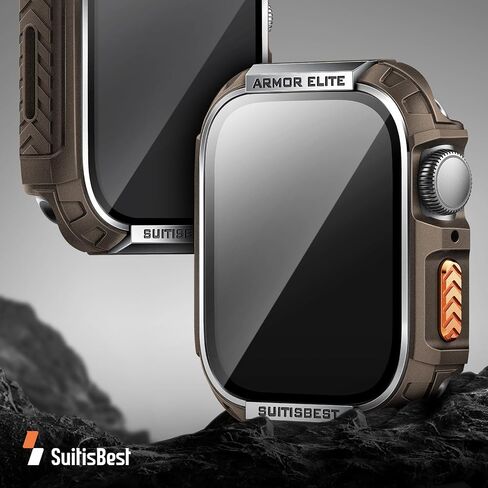 Suitisbest Metal Rugged Case for Apple Watch 44mm Case, Shockproof Protective Case Bumper Full-Metal Bezel 9H Tempered Glass Screen Protector Cover for iWatch 6 5 4 SE in Kuwait