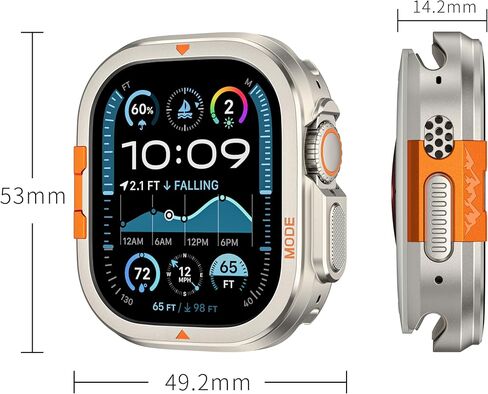 علبة معدنية وعرة متوافقة مع Apple Watch Ultra Case 49mm 46mm Series 10 ، Ultra 2 ، [اقلب 46 مم إلى غطاء مصدٍ للغاية مع قذيفة الظهر (التيتانيوم ، 49 ملم) in Kuwait