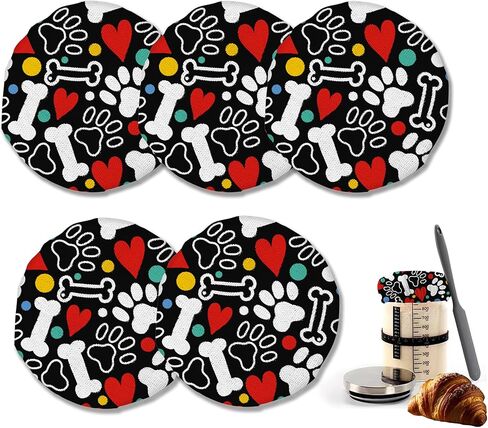 Wheat Harvest Bread 5-Pack Cloth Covers for Sourdough Starter Jar, Cloth Covers Reusable Lid Top Cover Sourdough Proofing Bread Fermentation Baking Supplies for 3-4 Inch Jar Mouth in Saudi Arabia