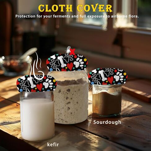 Wheat Harvest Bread 5-Pack Cloth Covers for Sourdough Starter Jar, Cloth Covers Reusable Lid Top Cover Sourdough Proofing Bread Fermentation Baking Supplies for 3-4 Inch Jar Mouth in Saudi Arabia