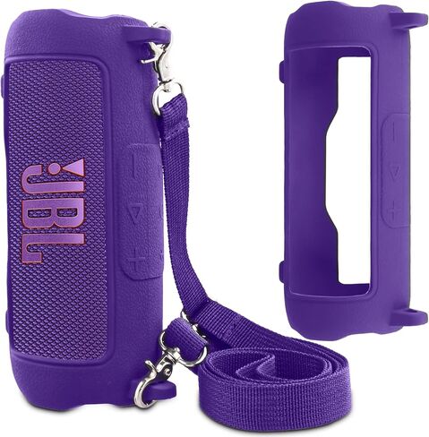 co2CREA Silicone Case for JBL Flip 7 Portable Waterproof Speaker, Portable Travel Soft Cover with Shoulder Strap, Protective Skin Case (Purple Case Only) in Saudi Arabia
