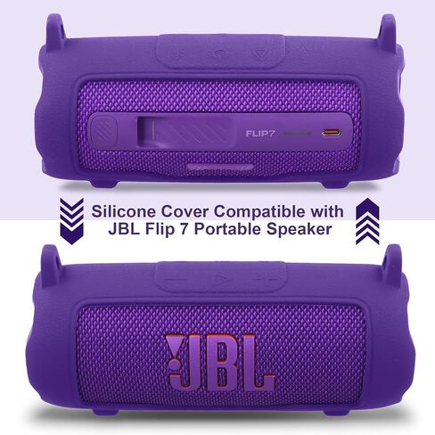 co2CREA Silicone Case for JBL Flip 7 Portable Waterproof Speaker, Portable Travel Soft Cover with Shoulder Strap, Protective Skin Case (Purple Case Only) in Saudi Arabia