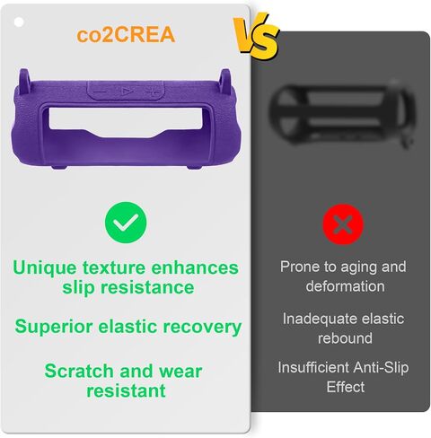 co2CREA Silicone Case for JBL Flip 7 Portable Waterproof Speaker, Portable Travel Soft Cover with Shoulder Strap, Protective Skin Case (Purple Case Only) in Saudi Arabia