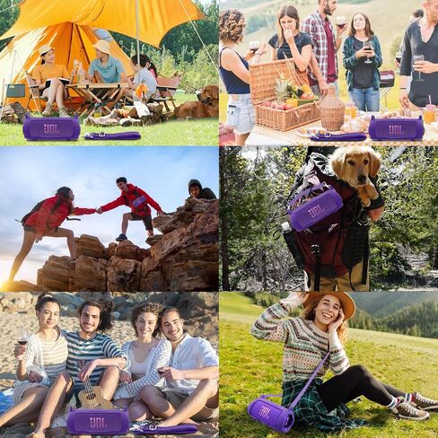 co2CREA Silicone Case for JBL Flip 7 Portable Waterproof Speaker, Portable Travel Soft Cover with Shoulder Strap, Protective Skin Case (Purple Case Only) in Saudi Arabia