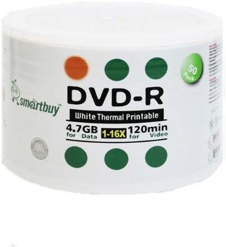 Smartbuy 4.7gb/120min 16x DVD-R White Thermal Hub Printable Blank Recordable Media Disc (600-Disc) in Saudi Arabia