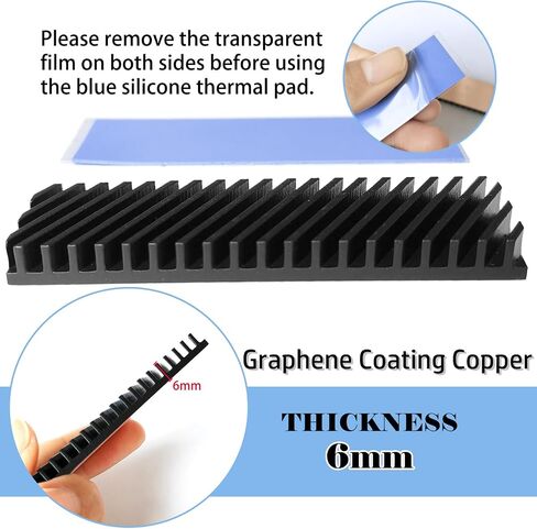 Laptop NVMe M.2 Heatsink with Silicone Thermal Pad，70x20x6mm Graphene Coating Copper Heat Sink for 2280 M2 SSD Laptop PS5 in Saudi Arabia