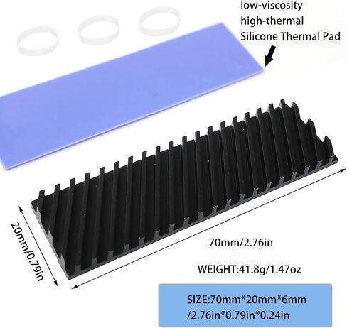 Laptop NVMe M.2 Heatsink with Silicone Thermal Pad，70x20x6mm Graphene Coating Copper Heat Sink for 2280 M2 SSD Laptop PS5 in Saudi Arabia