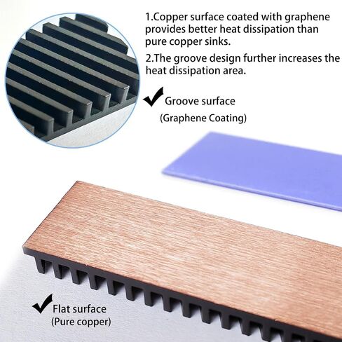 Laptop NVMe M.2 Heatsink with Silicone Thermal Pad，70x20x6mm Graphene Coating Copper Heat Sink for 2280 M2 SSD Laptop PS5 in Saudi Arabia