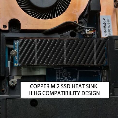 Laptop NVMe M.2 Heatsink with Silicone Thermal Pad，70x20x6mm Graphene Coating Copper Heat Sink for 2280 M2 SSD Laptop PS5 in Saudi Arabia
