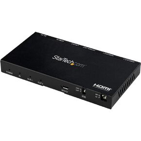 StarTech.com 4-Port HDMI Splitter, 4K 60Hz HDMI 2.0 Video, 4K HDMI Splitter w/Built-in Scaler, 1 in 4 Out HDMI Splitter, 3.5mm/Optical Audio Port, HDMI Display/Output Splitter (HDMI-SPLITTER-44K60S)