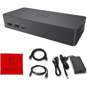 Dell UD22 Docking Station Bundle - 1 Year Warranty - with 130W AC Adapter, HDMI Cable, DisplayPort Cable & Microfiber Cleaning Cloth