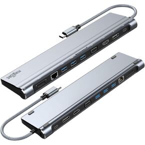 Laptop Docking Station Dual Monitor USB C Dock with 3 USB 3.0 Ports,4K HDMI, DisplayPort, VGA, Gigabit Ethernet,SD/TF Slots, 3.5mm Audio/Mic,100W PD Port, Lock Hole for Full-Featured USB C Laptops. in Kuwait