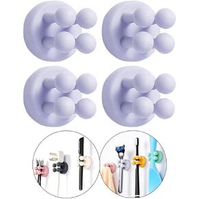 Silicone Toothbrush Holders - 4 Pcs Razor Hooks Adhesive Wall Mounted for Hanging Towel Key Plug Cable, Utility Decor Stick to Dorm Room Essentials Function for Kitchen Bathroom Home Office