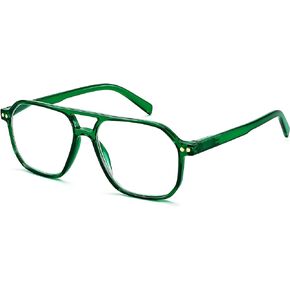 FEISEDY Retro Aviator Reading Glasses Square Readers with Spring Hinge Blue Light Reading Glass for Women Men B0068