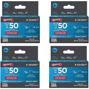 Pack of 4 Arrow Fastener 504SS1 1/4" T50 Stainless Steel Staples