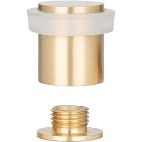 EVI Door Stops | Brass Door Stopper - Screw Fastening - Black Rubber Protector - 0.95 x 1.19 Inch Door Stop
