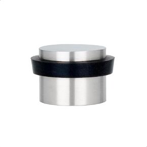 EVI | Adhesive Doorstop | 1.1'' X 0.8'' | Natural Silicone Black Rubber | Black Lacquered Stainless Steel Finish | Great Adherence | 100% Functional | Mod I-163