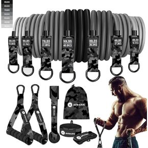 7-in-1 Resistance Band Set with Door Anchor: 350/420 lbs - Complete Exercise Equipment for Home | Diverse Workout Equipment Home Gym | Ideal for Strength Training & Fitness