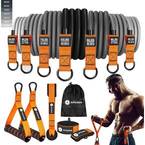 7-in-1 Resistance Band Set with Door Anchor: 350/420 lbs - Complete Exercise Equipment for Home | Diverse Workout Equipment Home Gym | Ideal for Strength Training & Fitness