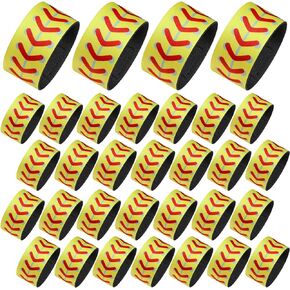 32 Pcs Softball Sleeve Holders Yellow with Red Stitching Sleeve Shoulder Straps for Shirts Softball Shirt Ties for Sleeves Ball Sleeve Clips Sports Accessories Gifts for Women Girls Men Boys