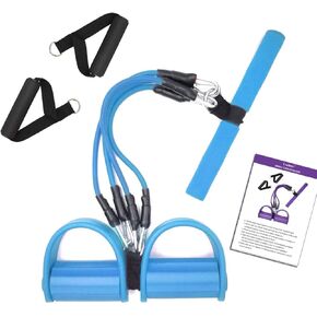 Pedal Resistance Band, 4-Tube Elastic Pull Rope, Sit-up Equipment, Yoga Strap Bodybuilding Expander, Exercise Bands, Fitness Equipment for Abdomen, Waist, Arm, Leg Stretching Slimming Training