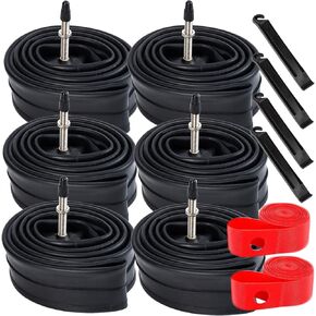 6 Pcs 700C Road Bike Tubes 700x18C/25C FV48mm Presta Valve 700C Bicycle Tubes Plus 2 Rim Strips Compatible with 700x18C 700x19C 700x20C 700x21C 700 x 23C 700 x 25C Bike Tire Tubes