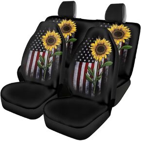 Howilath Custom Your Name/Text/Logo on Blue Rose Flower Pattern 4 Pack Car Seat Covers Full Set,2 Pack Set Front Seat and Split Backrest Bench Covers,Auto Accessories