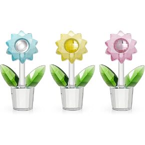 LONGWIN 4pcs Cute Mini Crystal Flower Figurines Hand Blown Glass Spring Bouquet Flower Collectible Figurine Lucky Home Decor Ornaments Gift Idea for Mothers Day, Birthday, Christmas Day
