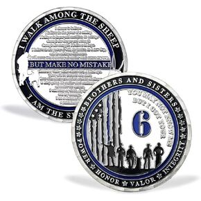 Thin Blue Line Police Officer Military Challenge Coin,Prayer Commemorative Coin