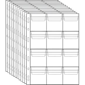 12-Sheet Currency Album with 36 Pockets Versatile Dollar Bill & Coin Protector,Multi-Use Stamp & Collectibles Holder,9-Hole Fit, Transparent Pages for Numismatics&Philately (3 Pockets)