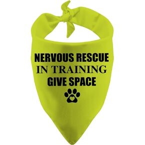 1 Piece Rescue Dog Nervous Rescue in Training Give Space Rescue Dog Bandana Ask to Pet Handkerchief Scarf (Nervous Rescue Yellow)