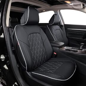 EKR Custom Fit Full Set Car Seat Covers for Select Nissan Altima SV,S,SR,SL 2013 2014 2015 2016 2017 2018 - Leatherette (Black with Blue Piping)