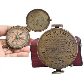 Husband Gifts, Engraved Compass, Gift for Husband,Anniversary,Wedding Gift for Him, Long Distance Boyfriend Gift, Fiance Gift I Miss You Long Distance Relationship Gift