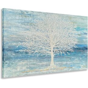 RFDEPOT ARTS Tree Pictures Wall Decor Hand Painted Rustic Canvas Paintings 3D Brown Art with Gold Foil Modern Abstract Landscape Artwork for Living Room Bedroom Dinning Decoration