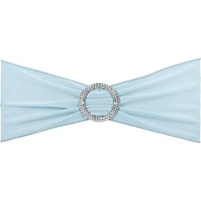 PATIKIL 14"x5" Stretch Chair Sashes Bows, 25 Pack Elastic Chair Bands Sashes with Buckle Slider for Wedding Banquet Decorations, Blue