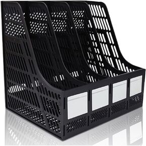 Lemical Magazine File Organizer Book Holder with 4 Compartments Desktop Storage File Holder Basket Frames Files Divider Box Document Cabinet File Rack