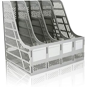 Lemical Magazine File Organizer Book Holder with 4 Compartments Desktop Storage File Holder Basket Frames Files Divider Box Document Cabinet File Rack