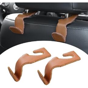 2 PCS Car Seat Back Storage Hook for Hanging Purses, 4.52In x 1.57In Waterproof Leather Vehicle Headrest Hooks Replacement, Universal Multi-Functional Organizer Accessories (Black)