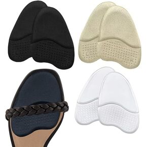 3 أزواج من وسادات مشط القدم للنساء، وسائد مقدمة القدم، نعل داخلي ناعم مضاد للانزلاق لمقدمة القدم، حشوة وسادة لتخفيف آلام القدم للنساء (بيج + أسود + شفاف) in Kuwait