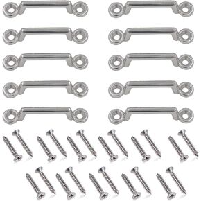 YYST Stainless Steel Bimini Pad Eye Bimini Footman's Loop Heavy Duty for Boat ,Kayak Tie Downs W Hardware-10/PK