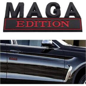 MAGA Edition Car Emblem, 3D Fender Metal Badge Decal Replacement, Strong Adhesive Tailgate Trunk Sticker, Letter Logo Auto Hood Decor Nameplate, Car Accessories for Truck, SUV, RV