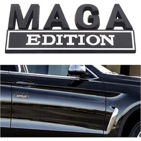 MAGA Edition Car Emblem, 3D Fender Metal Badge Decal Replacement, Strong Adhesive Tailgate Trunk Sticker, Letter Logo Auto Hood Decor Nameplate, Car Accessories for Truck, SUV, RV